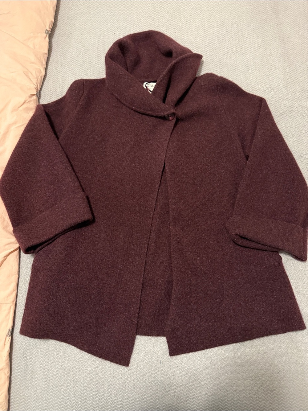 Adrienne Vittadini Burgundy 100% Cashmere swing Cardigan Coat